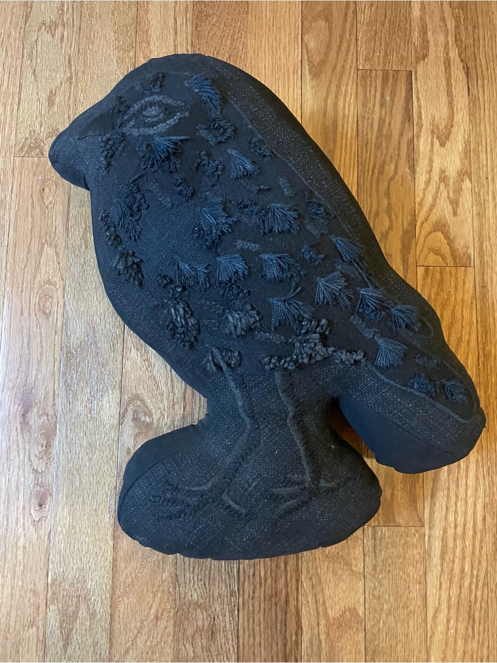Black Embroidered Bird Decorative Pillow Raven Edgar Allan Poe Gothic